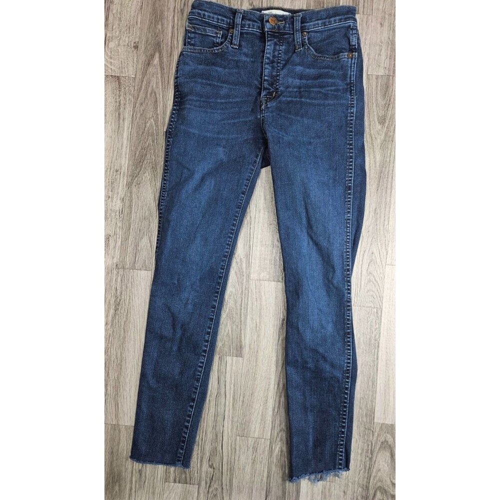 Madewell Womens Size 25 High Rise Skinny Fringe Hem Denim Blue Jeans